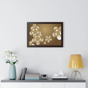 Modern Framed Horizontal Poster - White Flowers Digital Art - Dipaliz - Posters Prints & Visual Artwork