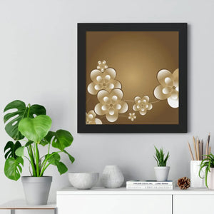 Modern Framed Horizontal Poster - White Flowers Digital Art - Dipaliz - Posters Prints & Visual Artwork