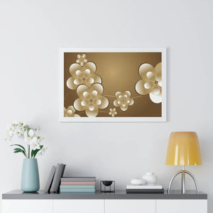 Modern Framed Horizontal Poster - White Flowers Digital Art - Dipaliz - Posters Prints & Visual Artwork