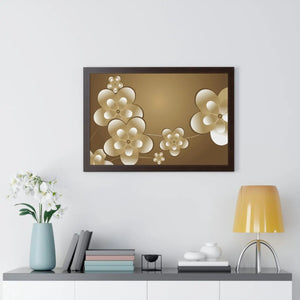 Modern Framed Horizontal Poster - White Flowers Digital Art - Dipaliz - Posters Prints & Visual Artwork