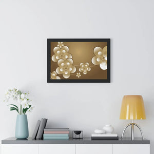 Modern Framed Horizontal Poster - White Flowers Digital Art - Dipaliz - Posters Prints & Visual Artwork