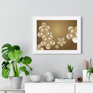 Modern Framed Horizontal Poster - White Flowers Digital Art - Dipaliz - Posters Prints & Visual Artwork