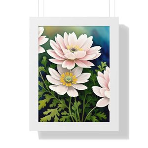 White Flowers Framed Vertical Poster – Matte - Dipaliz - Posters Prints & Visual Artwork