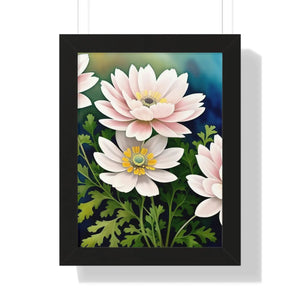 White Flowers Framed Vertical Poster – Matte - Dipaliz - Posters Prints & Visual Artwork