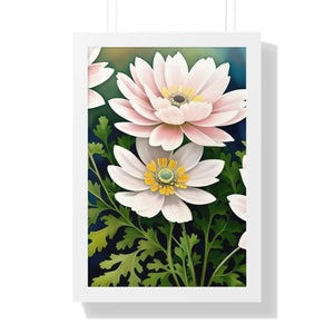 White Flowers Framed Vertical Poster – Matte - Dipaliz - Posters Prints & Visual Artwork