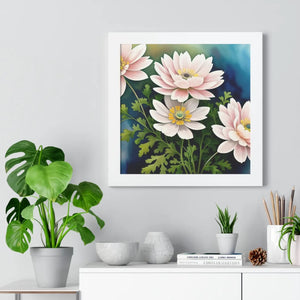 White Flowers Framed Vertical Poster – Matte - Dipaliz - Posters Prints & Visual Artwork