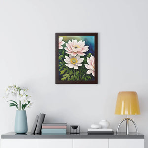 White Flowers Framed Vertical Poster – Matte - Dipaliz - Posters Prints & Visual Artwork
