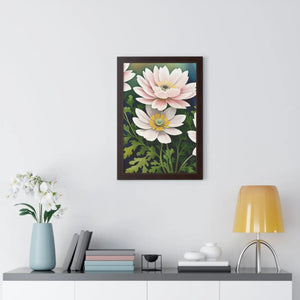 White Flowers Framed Vertical Poster – Matte - Dipaliz - Posters Prints & Visual Artwork