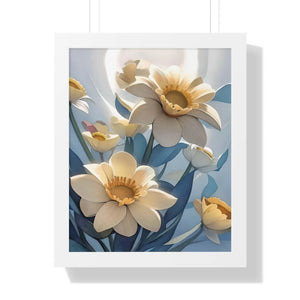 Framed Vertical Poster - White Flowers on 200gsm Paper - Dipaliz - 16″ x 20″