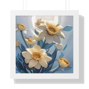 Framed Vertical Poster - White Flowers on 200gsm Paper - Dipaliz - 16″ x