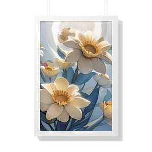 Framed Vertical Poster - White Flowers on 200gsm Paper - Dipaliz - 20’’ x 30’’
