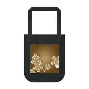 White Flowers Tote Bag - Eco Floral Canvas Daily Style - Dipaliz - one Size / Black - Shopping Totes