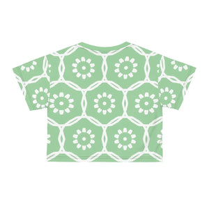 Floral White Flowers Crop Tee Polyester Apparel Dipaliz - T-shirts