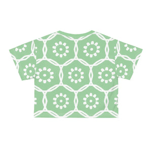 Floral White Flowers Crop Tee Polyester Apparel Dipaliz - T-shirts