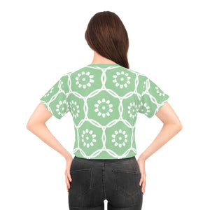 Floral White Flowers Crop Tee Polyester Apparel Dipaliz - T-shirts