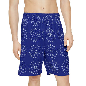 Blue White Pattern Men’s Sports Shorts - Lightweight - Dipaliz