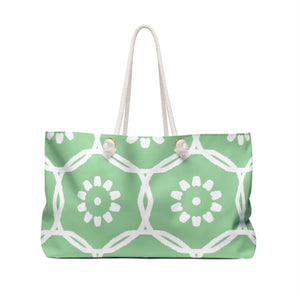 Geometric Green Weekender Bag - Polyester Pattern - Dipaliz - Tote Bags