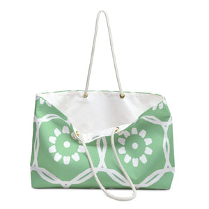 Geometric Green Weekender Bag - Polyester Pattern - Dipaliz - Tote Bags
