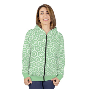 Cozy Unisex Zip Hoodie - White Pattern Winter - Dipaliz - Hoodies