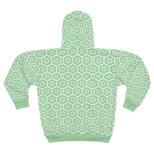 Cozy Unisex Zip Hoodie - White Pattern Winter - Dipaliz - Hoodies
