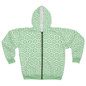 Cozy Unisex Zip Hoodie - White Pattern Winter - Dipaliz - Hoodies