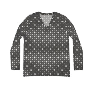 Charcoal Starburst Women’s Long Sleeve V-neck Shirt (aop) - T-shirts