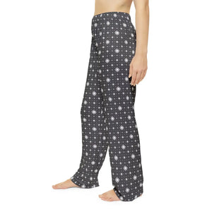 White Swirls on Black Pattern Women’s Pajama Pants (aop) - Pajamas