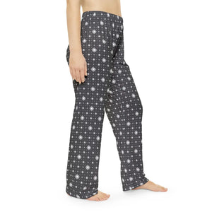White Swirls on Black Pattern Women’s Pajama Pants (aop) - Pajamas