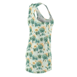 Racerback Dress – Yellow Flowers Polyester - Dipaliz - Dresses - Xs