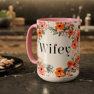 Mug - Wifey Floral Mugs - Bold Coffee Cup Collection - Dipaliz