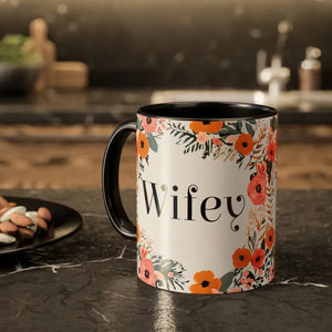 Mug - Wifey Floral Mugs - Bold Coffee Cup Collection - Dipaliz 11oz / Black