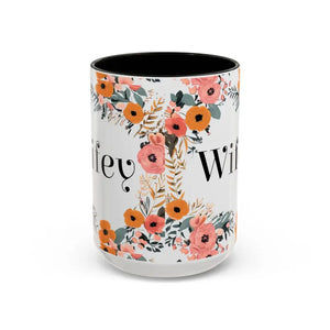 Mug - Wifey Floral Mugs - Bold Coffee Cup Collection - Dipaliz 15oz / Black