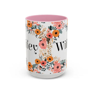 Mug - Wifey Floral Mugs - Bold Coffee Cup Collection - Dipaliz 15oz / Pink