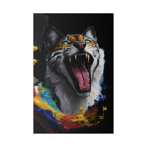 Wild Cat Matte Canvas – Radial Pine Wall Art - Dipaliz - Posters Prints & Visual Artwork