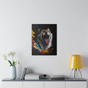 Wild Cat Matte Canvas – Radial Pine Wall Art - Dipaliz - Posters Prints & Visual Artwork