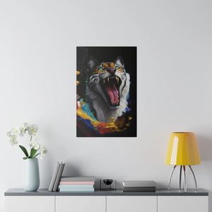 Wild Cat Matte Canvas – Radial Pine Wall Art - Dipaliz - Posters Prints & Visual Artwork