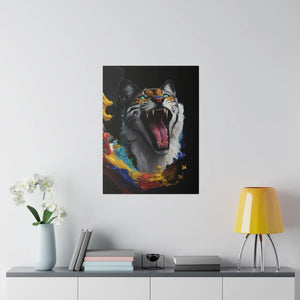 Wild Cat Matte Canvas – Radial Pine Wall Art - Dipaliz - Posters Prints & Visual Artwork
