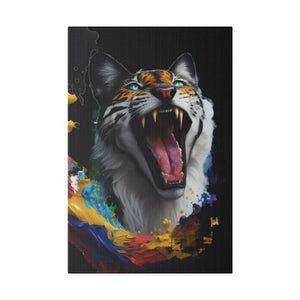 Wild Cat Matte Canvas – Radial Pine Wall Art - Dipaliz - Posters Prints & Visual Artwork