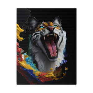 Wild Cat Matte Canvas – Radial Pine Wall Art - Dipaliz - Posters Prints & Visual Artwork