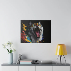 Wild Cat Matte Canvas – Radial Pine Wall Art - Dipaliz - Posters Prints & Visual Artwork