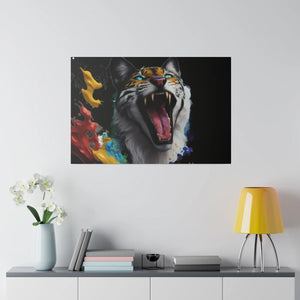 Wild Cat Matte Canvas – Radial Pine Wall Art - Dipaliz - Posters Prints & Visual Artwork