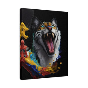 Wild Cat Matte Canvas – Radial Pine Wall Art - Dipaliz - Posters Prints & Visual Artwork