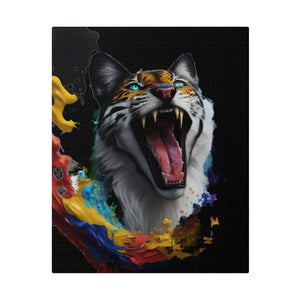 Wild Cat Matte Canvas – Radial Pine Wall Art - Dipaliz - Posters Prints & Visual Artwork