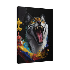 Wild Cat Matte Canvas – Radial Pine Wall Art - Dipaliz - Posters Prints & Visual Artwork