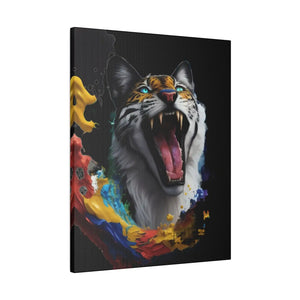 Wild Cat Matte Canvas – Radial Pine Wall Art - Dipaliz - Posters Prints & Visual Artwork