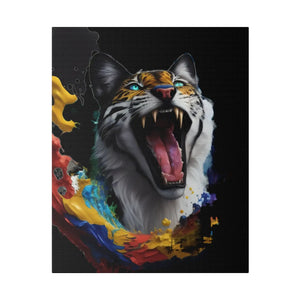 Wild Cat Matte Canvas – Radial Pine Wall Art - Dipaliz - Posters Prints & Visual Artwork
