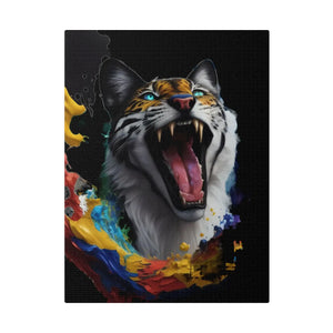 Wild Cat Matte Canvas – Radial Pine Wall Art - Dipaliz - Posters Prints & Visual Artwork