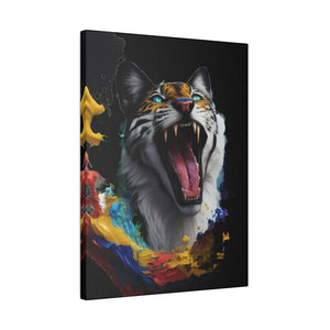 Wild Cat Matte Canvas – Radial Pine Wall Art - Dipaliz - Posters Prints & Visual Artwork