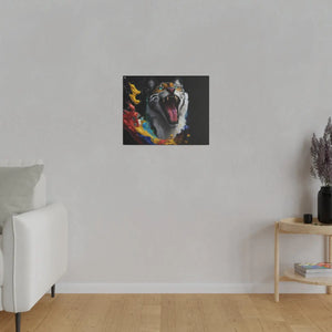 Wild Cat Matte Canvas – Radial Pine Wall Art - Dipaliz - Posters Prints & Visual Artwork