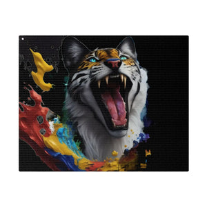 Wild Cat Matte Canvas – Radial Pine Wall Art - Dipaliz - Posters Prints & Visual Artwork